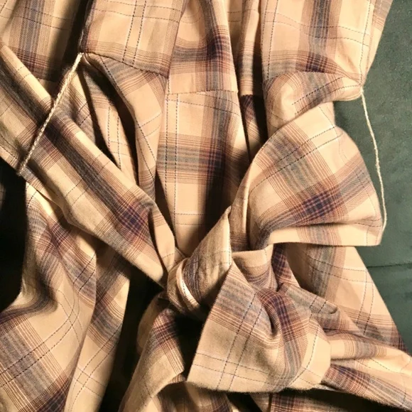 Zara Oversized Cotton Plaid Shirt Dress With Belt Tie Lagenlook Long Sleeves - Picture 11 of 12